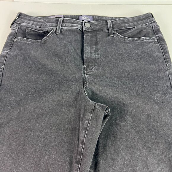 Not Your Daughter Jeans Women's 33x26* Julia Flare Crop Black Faded Denim Tag 12 - Picture 2 of 16